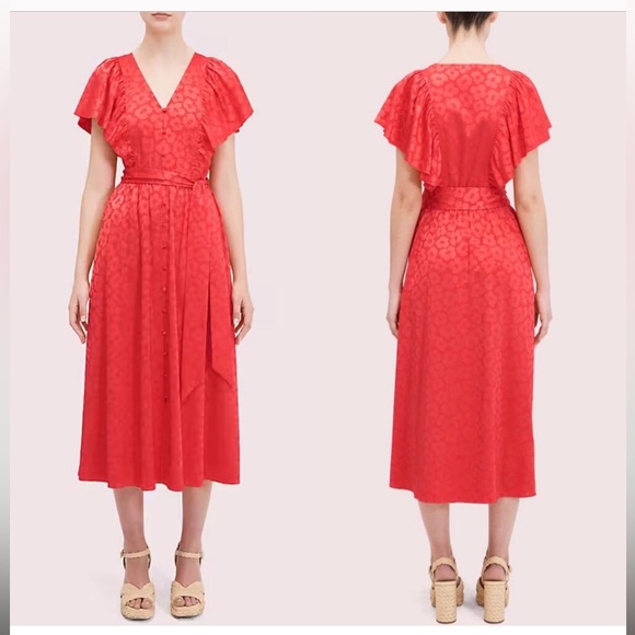 Kate Spade NWT Rambutan Poppy Field Jacquard Dress - Picture 1 of 3